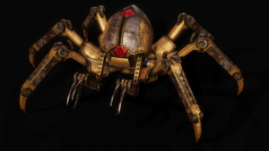 A 3D view of a mechanical Dwemer spider centurion